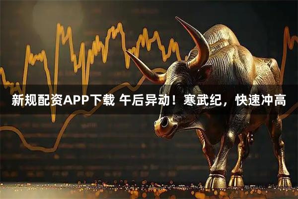 新规配资APP下载 午后异动！寒武纪，快速冲高